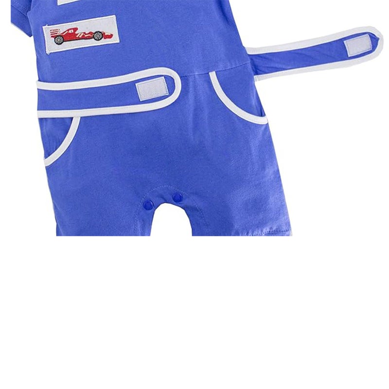 stylesilove Baby Boy Car Racer Romper - Cotton Short Sleeve Outfit for Birthday, Halloween, Toddler Clothes (Blue, 12-18 Months) - Image 5